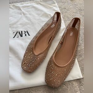 Zara Women's Brown Sparkling Flats